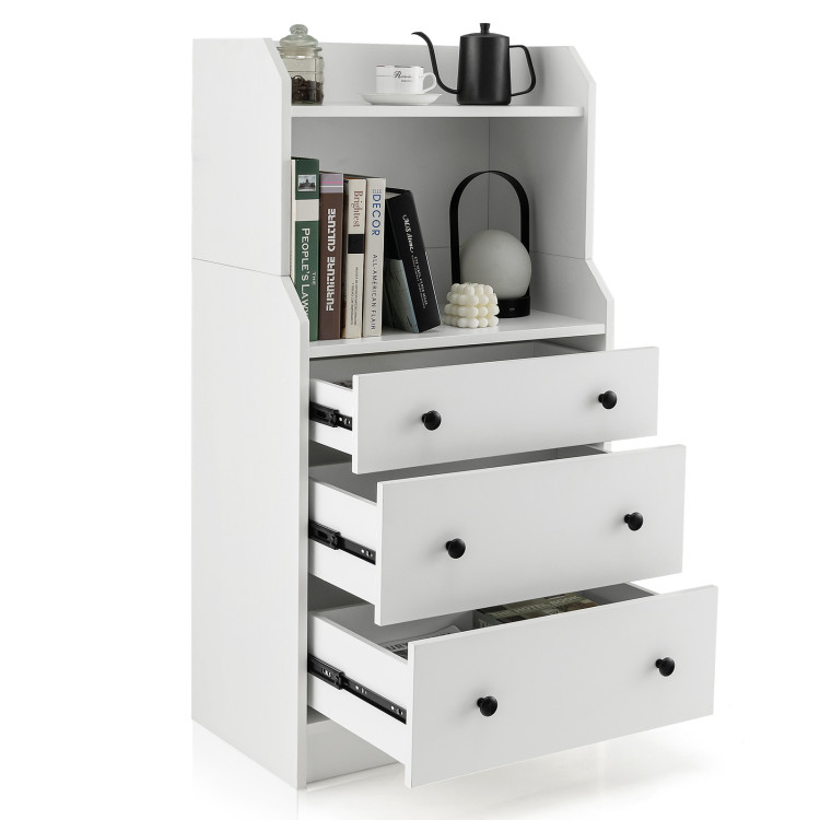 Modern Storage Dresser with Anti-toppling Device-WhiteCostway Gallery View 9 of 12